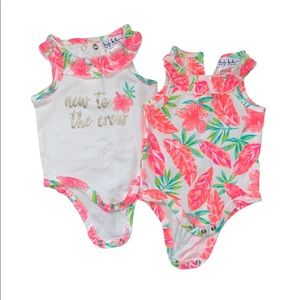 (Two) Nicole Miller Floral Onesies